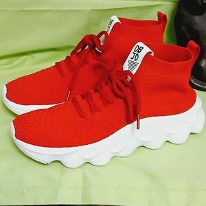 Red Size-9.5 Lightweight Memory-foam Stretch-canvas Sneakers